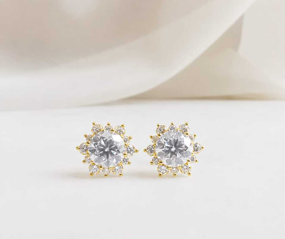 { 2 pices Combo offer } 13 stone Traditional 18K gold Diamond Cut Nosepin