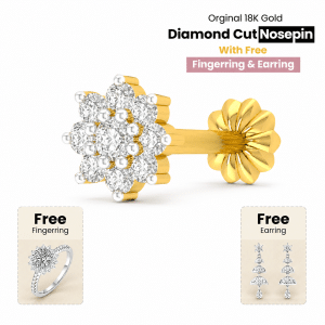 Combo offer 9 stone  Traditional 18K gold Diamond Cut Nosepin kodom ring and earring.