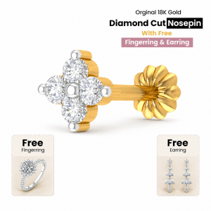 Combo offer 4 stone  Traditional 18K gold Diamond Cut Nosepin kodom ring and earring.