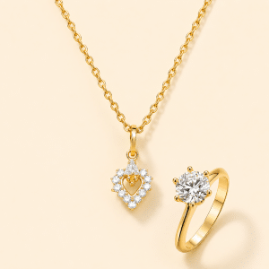 Diamond Cut  Love locket with chain and ring