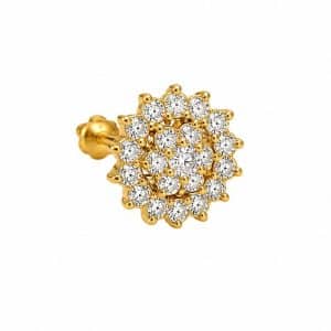 19 stone flower Diamond cut Nose pin
